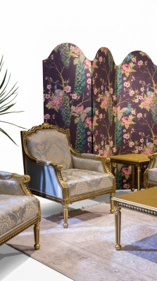 Sessel Einsitzer Luxus 1 Sitzer Polster Sitz Designer Textil Sitz Stoff Art déco