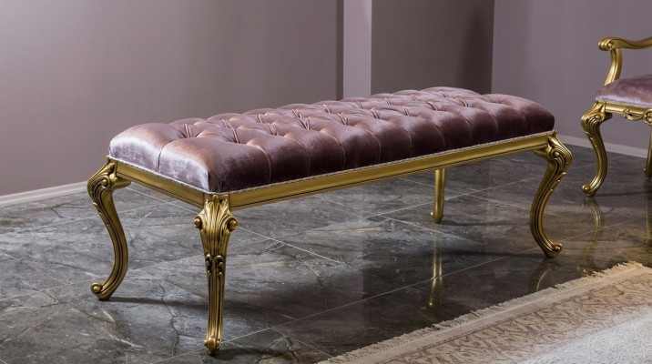 Luxus Hocker Designer Chesterfield Samt Beistellhocker Polster Bank