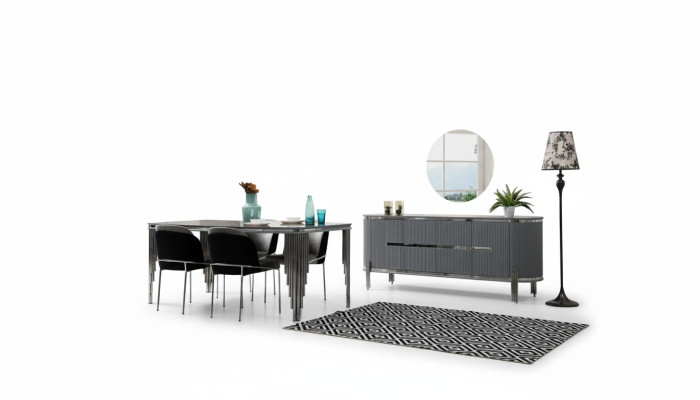 Esszimmer Set Luxus Esstisch Stuhl Gruppe Garnitur Holz Tisch Kommode Set 6tlg.