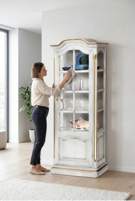 Anrichte Massivholz Sideboard Weiß Wohnzimmer Anrichte Esszimmer Vitrinen Möbel