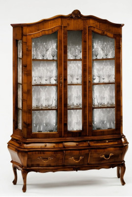 Wohnzimmer Anrichte mit 3 Schubladen und Glastüren Esszimmer Anrichte Massivholz