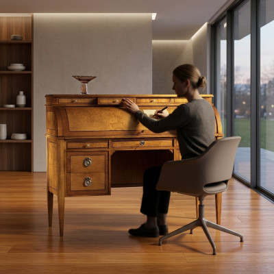 Tische Schreibtisch Büro Tisch Edle Holz Barock Rokoko Antik Stil Möbel Möbel