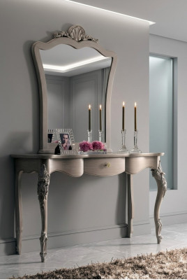 Konsole + Spiegel Designer Konsolentisch Holz Tisch Konsole Luxus Set 2 tlg.