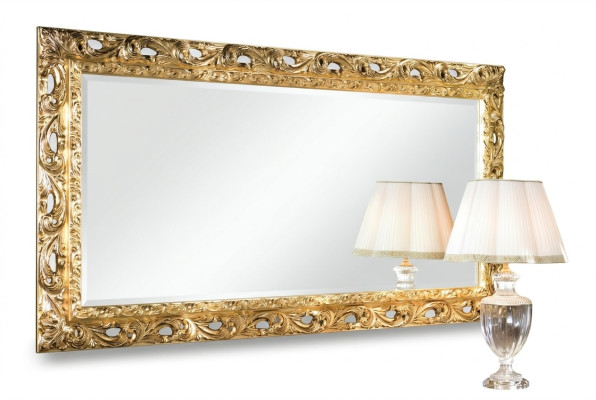 Italienische Klassischer Designer Spiegel Möbel Wandspiegel Holz Gold Möbel Neu