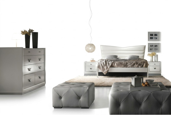 Garnitur Set 4tlg.Schlafzimmer Bett Nachttisch Kommode Gruppe Doppelbetten Luxus