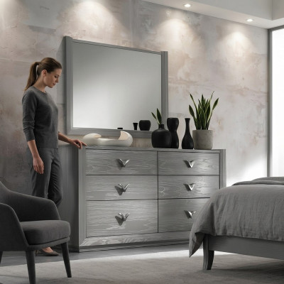 Kommode Spiegel Garnitur Holz Designer Kommoden Schrank Regal Italien Set 2tlg.