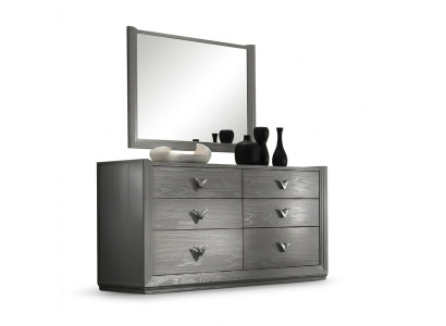Kommode Spiegel Garnitur Holz Designer Kommoden Schrank Regal Italien Set 2tlg.