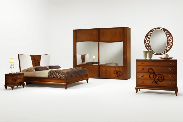 Schlafzimmer Bett Nachttisch Kleiderschrank Kommode Spiegel Luxus Neu Set 6tlg.