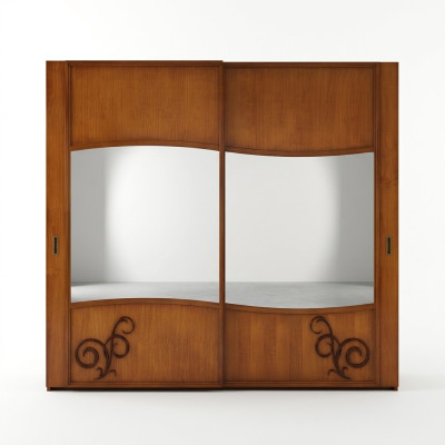 Schrank Kleiderschrank mit Schiebetüren Schlafzimmer Wand Schränke Holz Spiegel