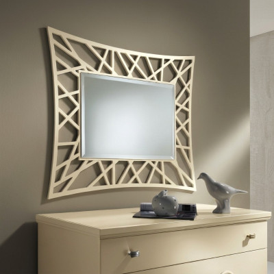 Spiegel Hängespiegel Holz Modern Wandspiegel Möbel Spieglein Design 90x90 Neu