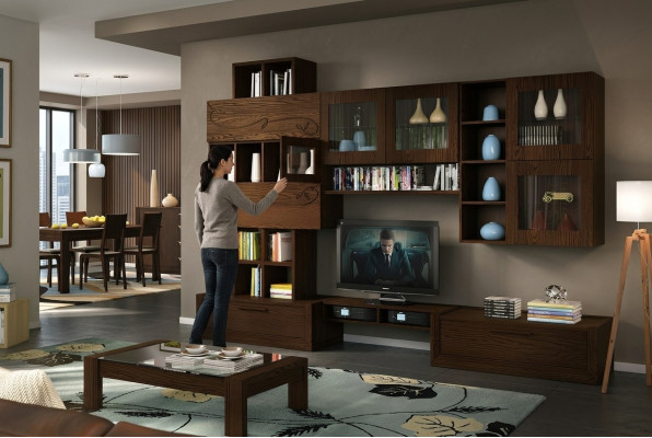 rtv Wohnwand TV Wand Anbauwand Wohnzimmer Möbel Wohnwände Schrank Regal Holz Neu