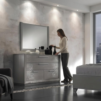 Kommode Spiegel Schrank Luxus Kommoden Schrank Regal Konsole Möbel Set 2tlg.