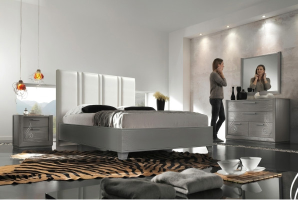 Luxus Set Schlafzimmer Bett Nachttisch Kommode Spiegel Gruppe Garnitur Neu 5tlg.