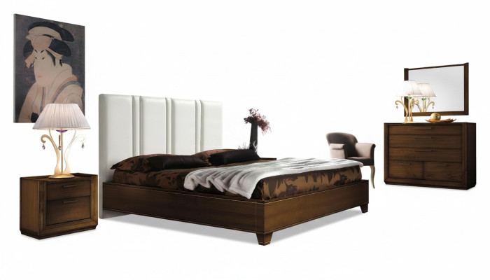 Schlafzimmer Bett Nachttisch Kommode Spiegel Doppel Polster Betten Luxus 5tlg.