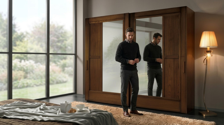Schränke Kleider Kleiderschrank Schrank Luxus Schwebetüren Design Holz Modern
