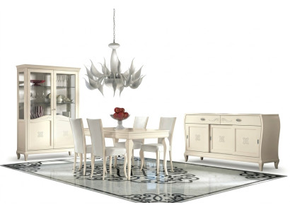 Esszimmer Esstisch Stuhl Kommode Vitrine Ess Tisch Gruppe Holz Italy Set 7tlg