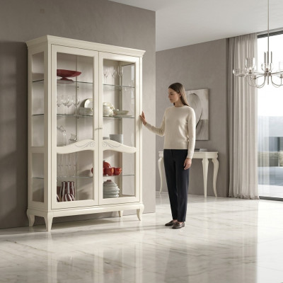 Luxus Schaufenster Vitrine Vitrinen Glas Schrank Holz Regal Modern Schränke Neu