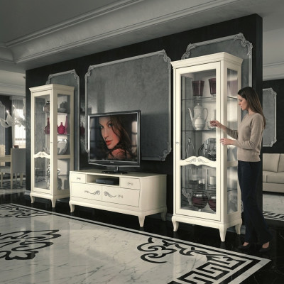 Wohnzimmer Vitrine rtv Vitrine tv Modern Holz Möbel Schrank Stil Set Neu 3tlg.