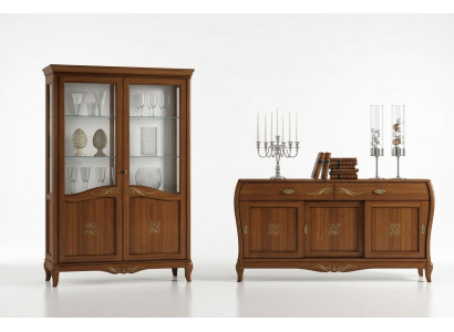 Design Set 7tlg Esszimmer Esstisch Stuhl Kommode Vitrine Gruppe Ess Tische Holz