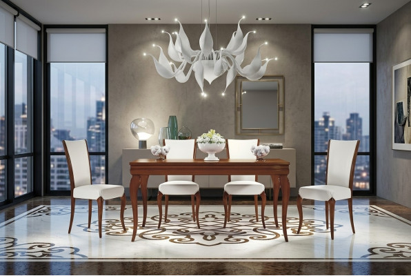 Luxus Esstisch Tisch Tische Ess Holz Modern Design Ausziehbar Esszimmer Italien