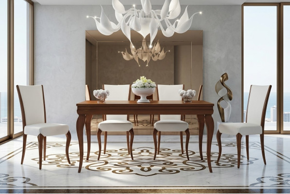 Esszimmer Esstisch Stuhl Ausziehbar Tisch Tische Gruppe Holz Design Set 5tlg.