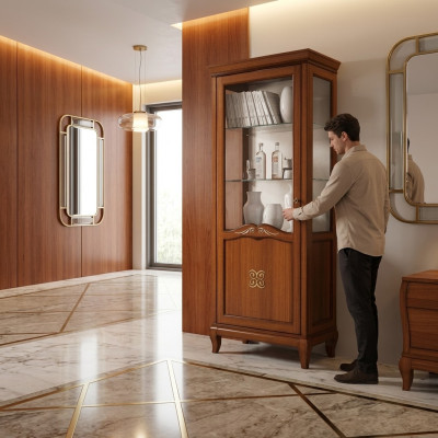 Schrank Schaufenster Vitrine Vitrinen Glas Schrank Holz Regal Modern Schränke