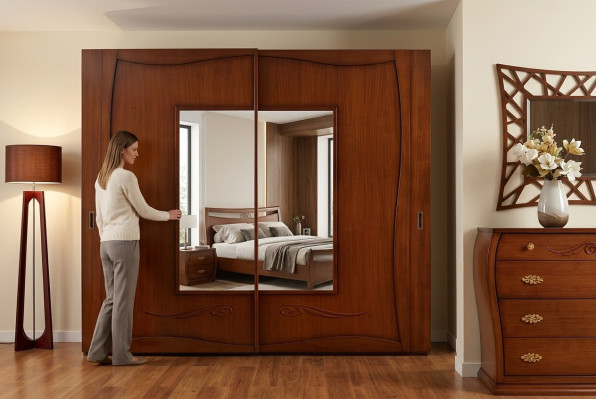 Kleiderschrank Schränke Kleider Schrank Luxus Schwebetüren Design Holz Modern