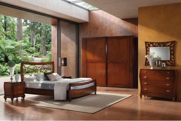 Luxus Set Schlafzimmer Bett Nachttisch Kleiderschrank Kommode Spiegel Neu 6tlg