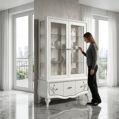 Luxus Vitrine Glas Schrank Antik Stil Modern Holz Vitrinen Italienische Möbel