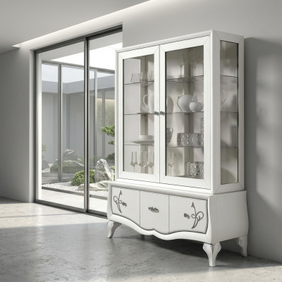 Luxus Vitrine Glas Schrank Antik Stil Modern Holz Vitrinen Italienische Möbel