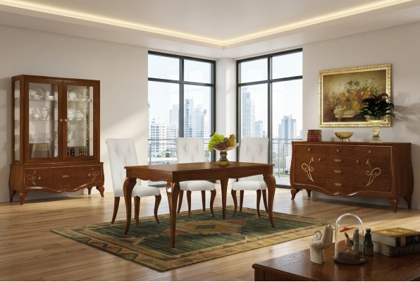 Esszimmer Esstisch Stuhl Kommode Vitrine Gruppe Ess Holz Garnitur Neu Set 7tlg.