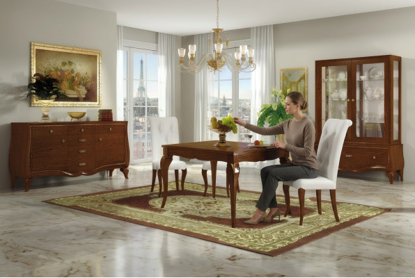 Garnitur Esszimmer Esstisch Stuhl Kommode Vitrine Tisch Tische Gruppe Set 7tlg.