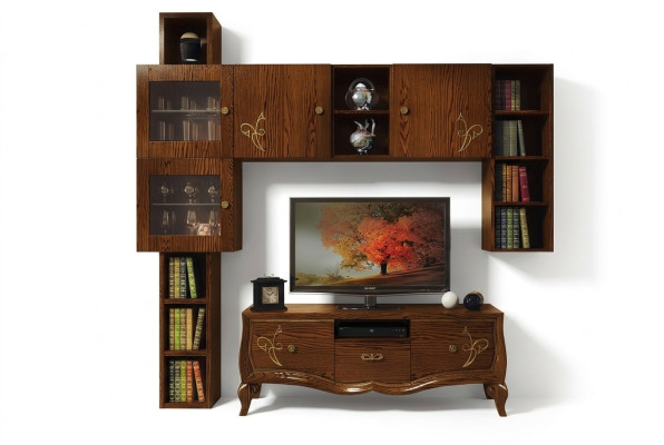 Klassisch Gruppe rtv Set Wohnzimmer Vitrine tv Modern Holz Möbel Schrank Stil