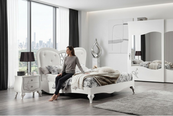 Schlafzimmer Bett Nachttisch Betten Holz Design Bettrahmen Garnitur Neu Set 3tlg