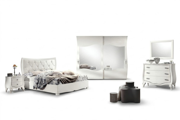 Garnitur Schlafzimmer Bett Nachttisch Kleiderschrank Kommode Spiegel Set 6tlg