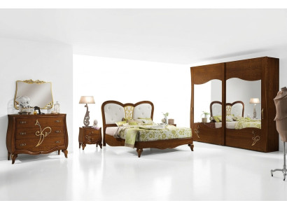 Schlafzimmer Bett Nachttisch Kleiderschrank Kommode Spiegel Neu Luxus Set 6tlg