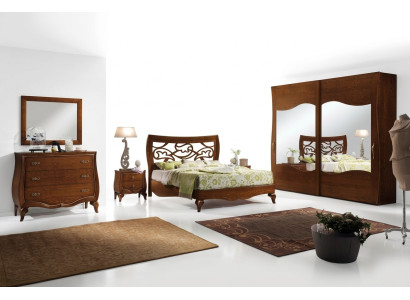 Schlafzimmer Bett Nachttisch Kleiderschrank Kommode Spiegel Garnitur Set 6tlg