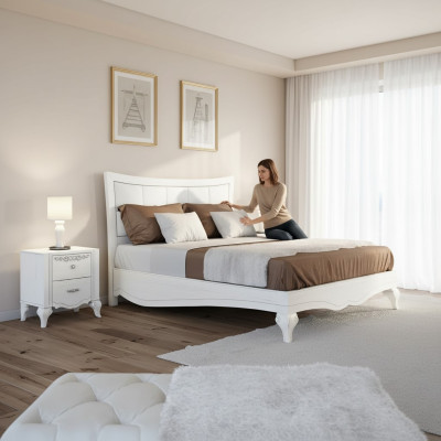 Schlafzimmer Bett Nachttisch Betten Doppel Holz Designer Modern Neu Set 3tlg
