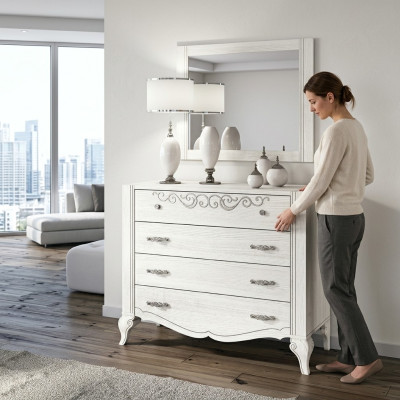 Luxus Set 2tlg. Kommode Spiegel Gruppe Holz Konsole Kommoden Schrank Modern Neu