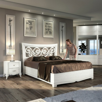 Bettgestelle Bett Doppelbett Betten Polster Holz Designer Doppel Bettrahmen Weiß