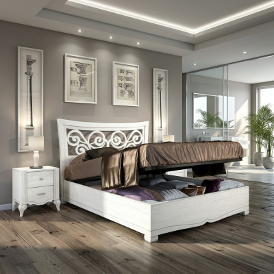 Bettgestelle Bett Doppelbett Betten Polster Holz Designer Doppel Bettrahmen Weiß