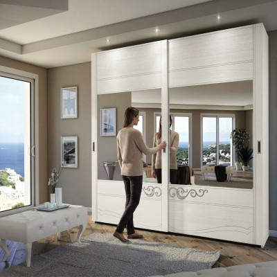 Kleiderschrank Schrank Regal Aufbewahrungs Garderobe Modern Spiegel Holz Design