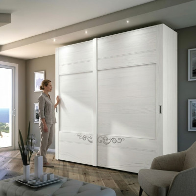 Schrank Kleiderschrank Regal Aufbewahrungs Garderobe Modern Spiegel Holz Design