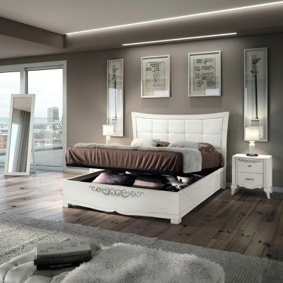 Garnitur Set 3tlg Schlafzimmer Bett Nachttisch Doppel Holz Modern Gruppe Betten