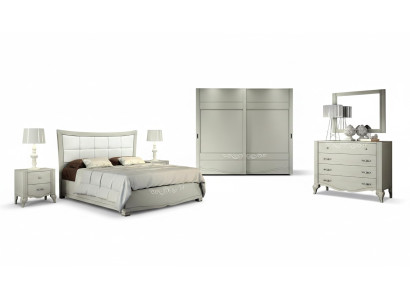 Luxus Set 6tlg Schlafzimmer Bett Nachttisch Kleiderschrank Kommode Spiegel Holz
