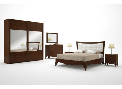 Set 6tlg Schlafzimmer Bett Nachttisch Kleiderschrank Kommode Spiegel Garnitur