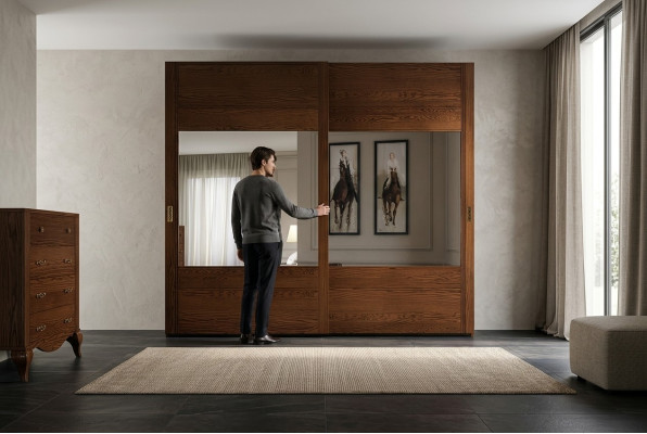 Schrank Kleiderschrank Regal Aufbewahrungs Garderobe Modern Spiegel Holz Design