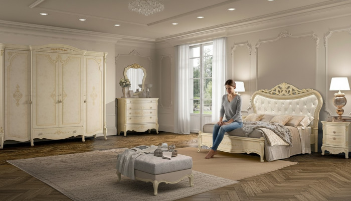 Chesterfield Bett Luxus Betten Polsterbett Doppelbett Klassisches Holz Hotel