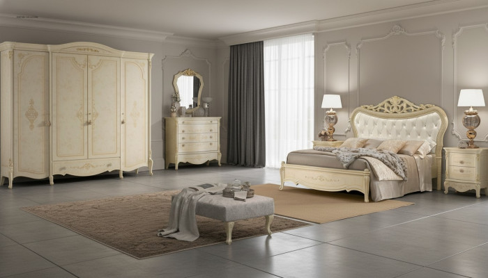 Chesterfield Bett Luxus Betten Polsterbett Doppelbett Klassisches Holz Hotel