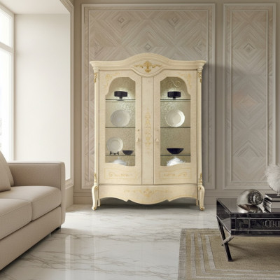Vitrine Italienische Luxus Möbel Vitrinen Kommodenschrank Glas Design Schrank